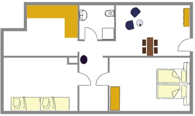 Grundriss der Ferienwohnung Efeu mit 2 Schlafzimmern